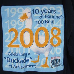 AFLAC 2008 Fortune 100 Best Healthcare Insurance Company XL T-shirt Duck Logo